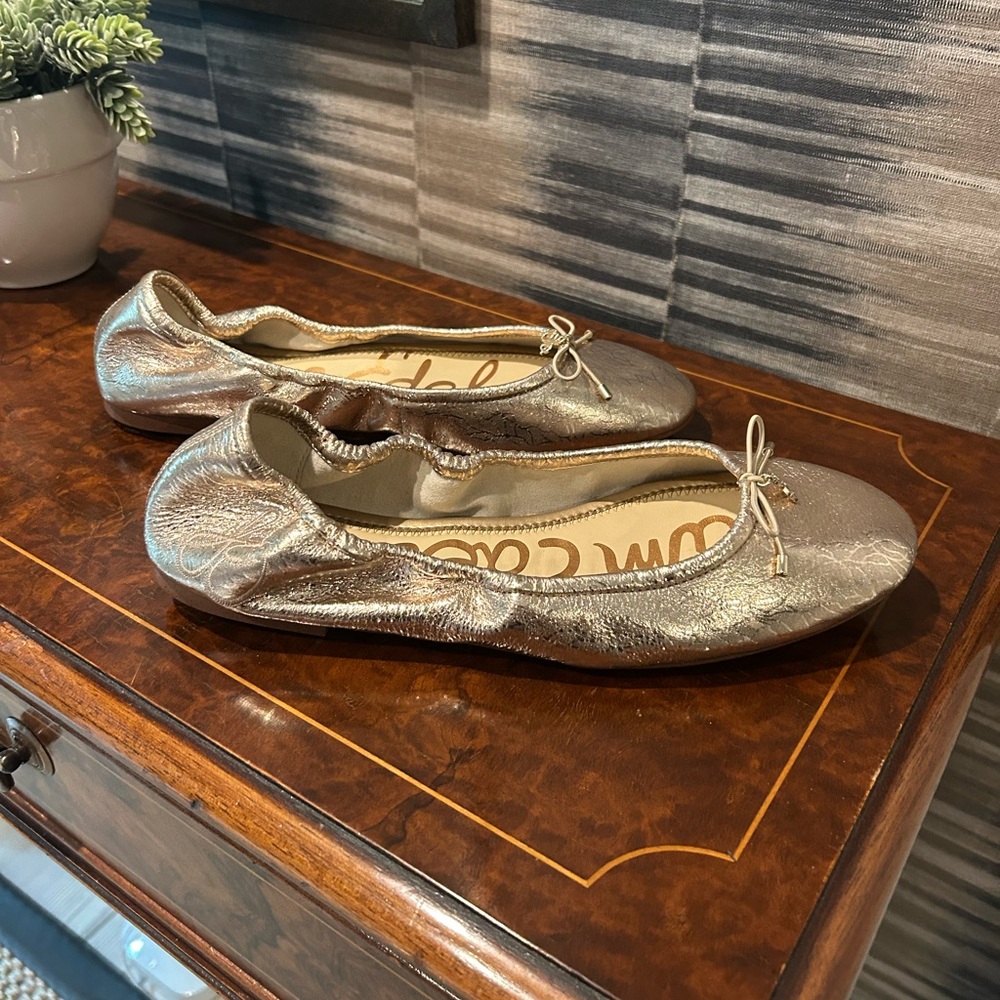 Sam Edelman Shimmering Felicia Gold Ballet Flats